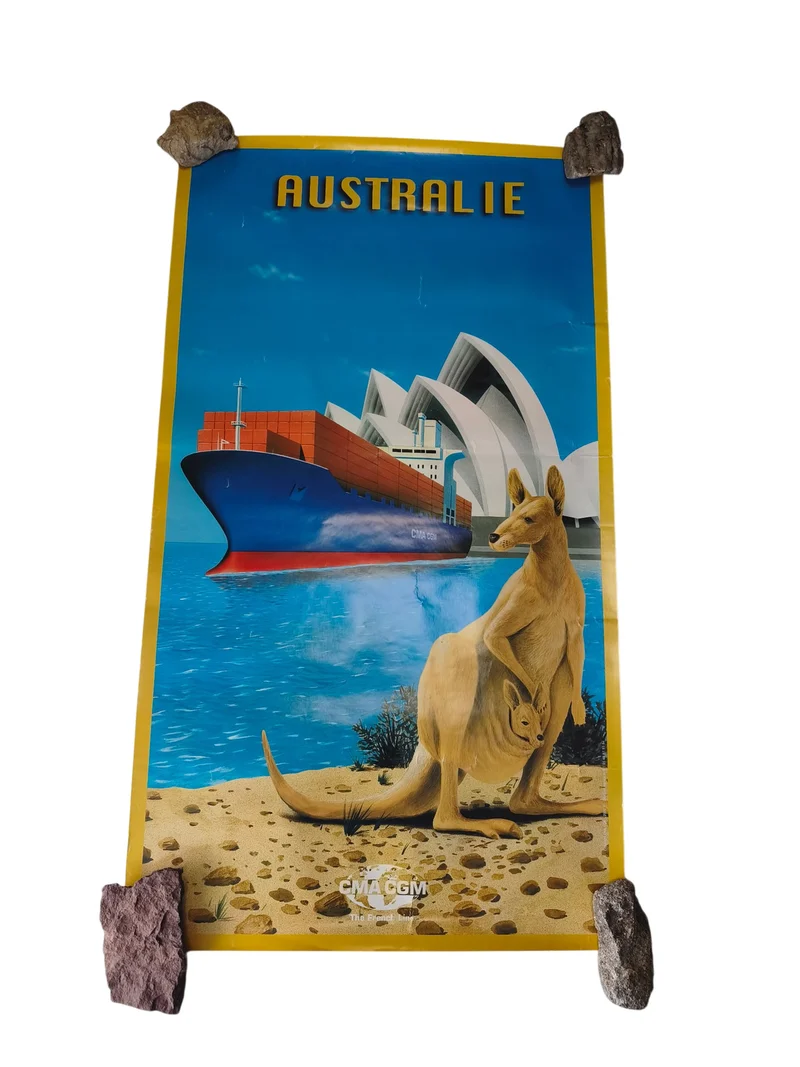 Affiche ancienne vintage CMA CGM Australie grande décoration marine rétro collec