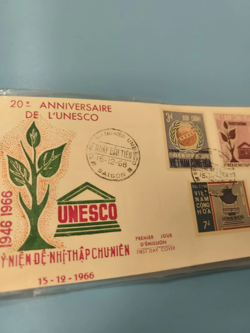 Ancienne enveloppe FDC Vietnam 1966 UNESCO, timbres premier jour collection