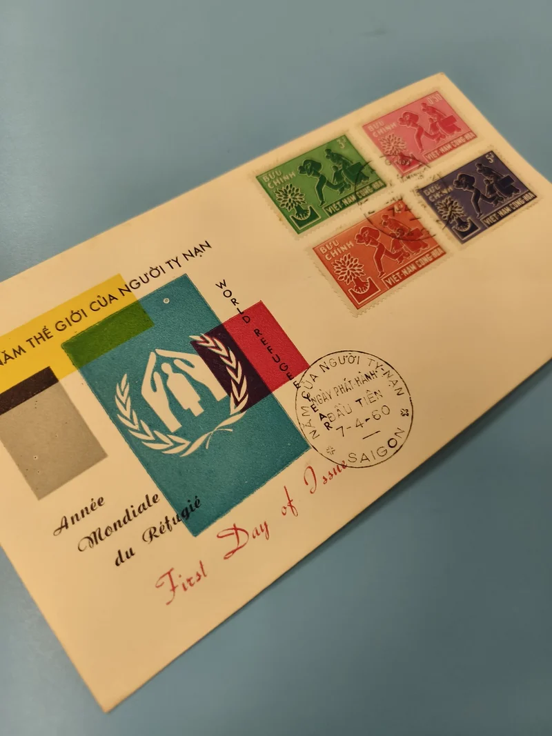 Ancienne enveloppe FDC Vietnam Année Mondiale du Réfugié 1960 timbres colorés
