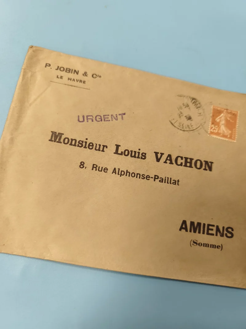 Ancienne enveloppe timbrée oblitérée URGENT Le Havre Amiens philatélie collectio