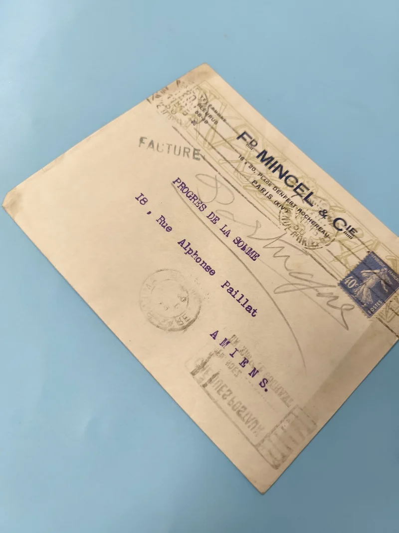Ancienne enveloppe timbrée oblitérée F. Mincel Paris pour collection philatélie