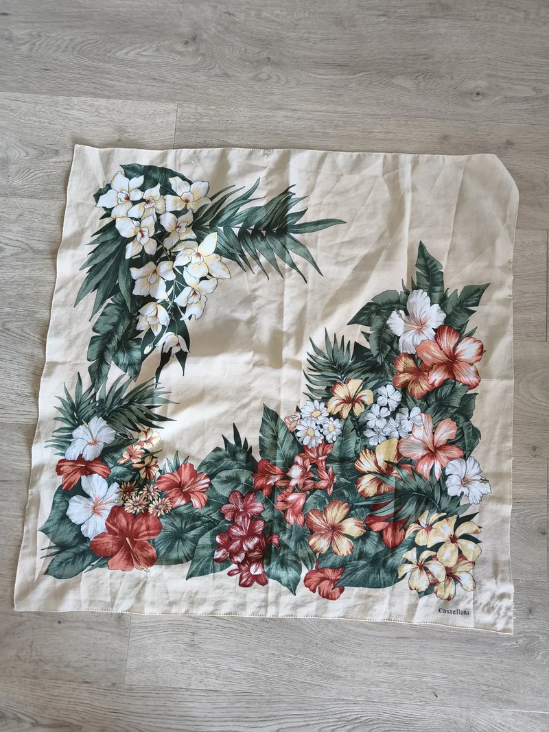 Foulard ancien Castellani rétro, accessoire vintage élégant pour collectionneur