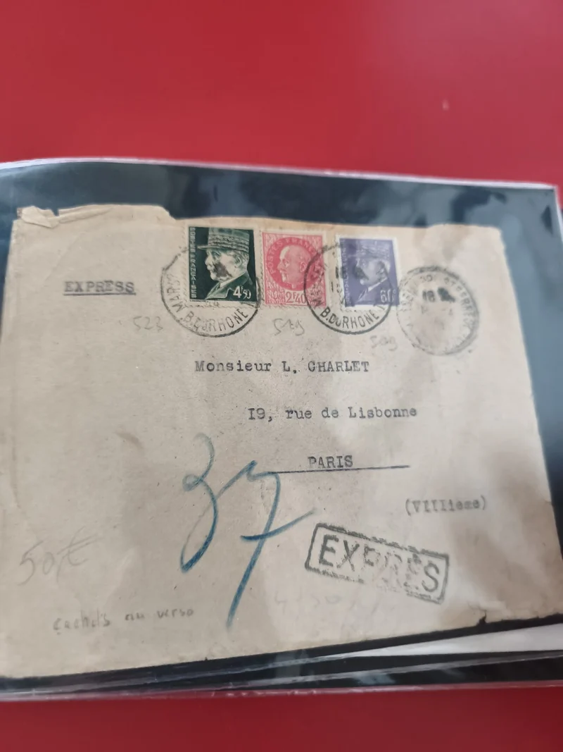 Ancienne enveloppe oblitérée Express timbres France pour philatélie collection