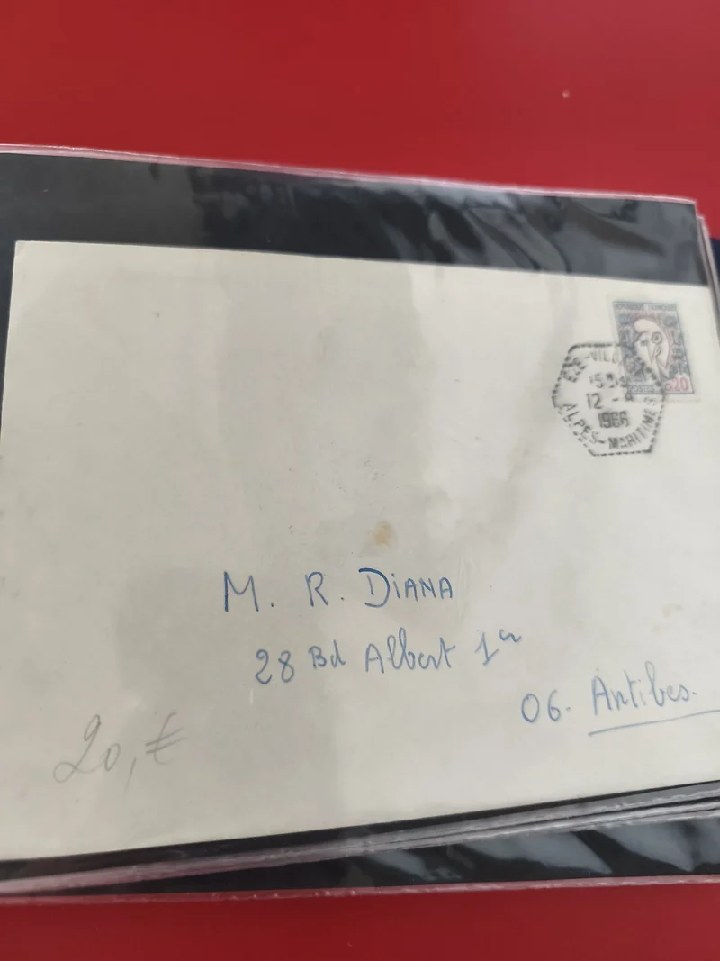 Ancienne enveloppe oblitérée 1968 philatélie timbre Marianne France Antibes