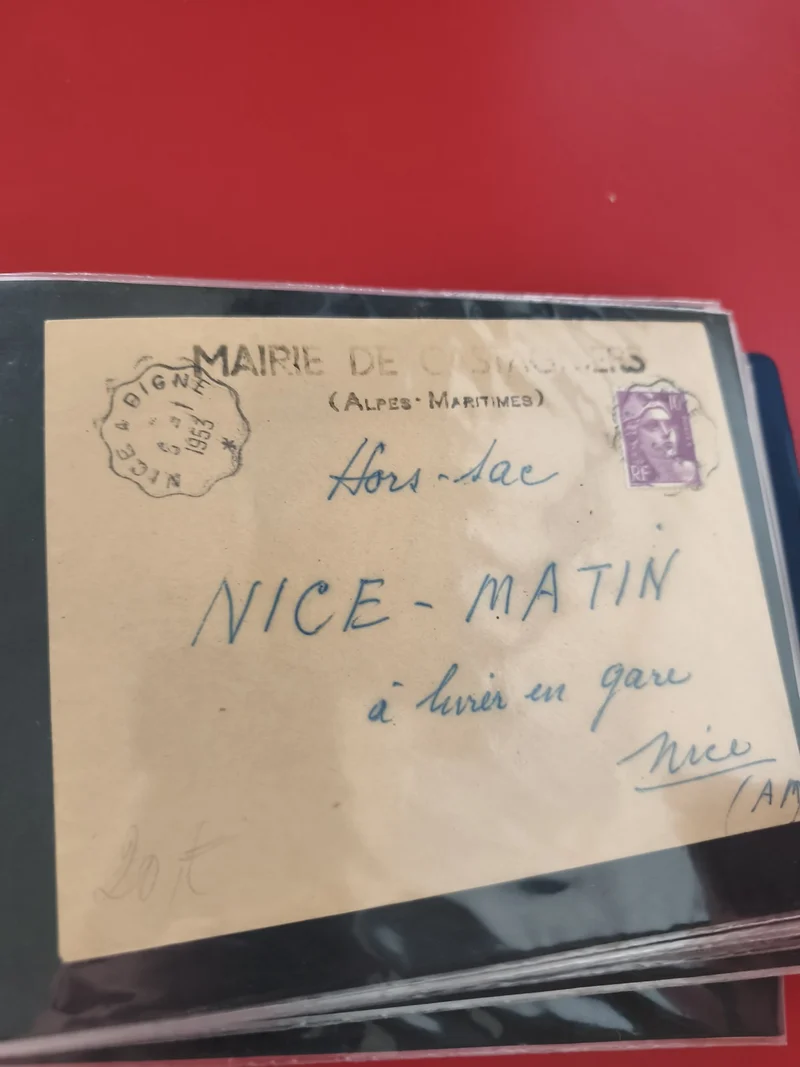 Ancienne enveloppe oblitérée 1953 Nice philatélie cachet mairie Alpes-Maritimes