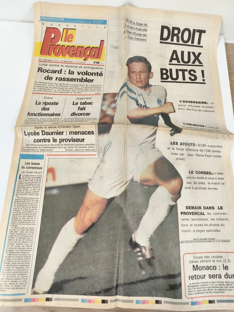 Ancien journal Le Provençal OM 1990 demi-finale Coupe d?Europe football vintage