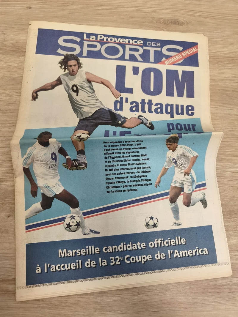 Ancien journal OM La Provence Sports 2003 Didier Drogba football vintage