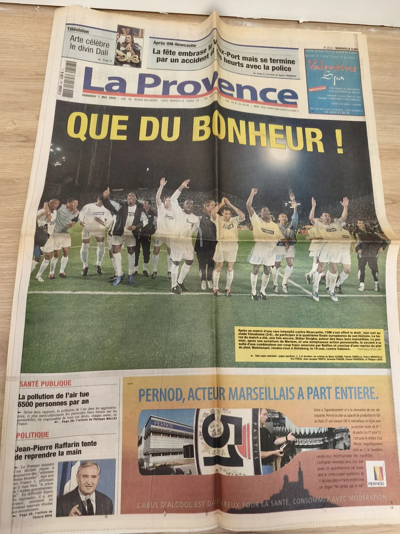 Ancien journal OM La Provence 2004 football Marseille collector vintage
