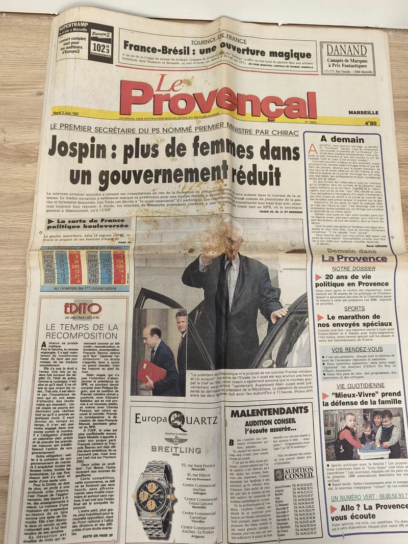 Ancien journal Le Provençal Marseille 1997 football OM France-Brésil vintage
