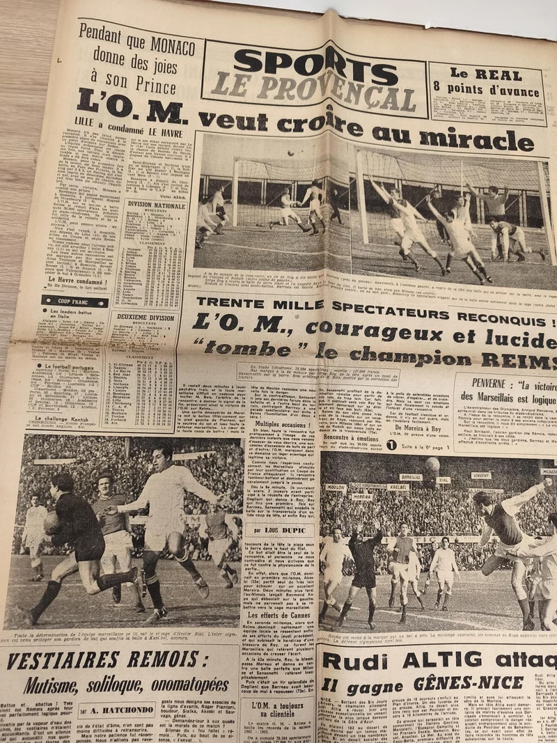 Ancien journal sportif OM Le Provençal vintage football Marseille années 60