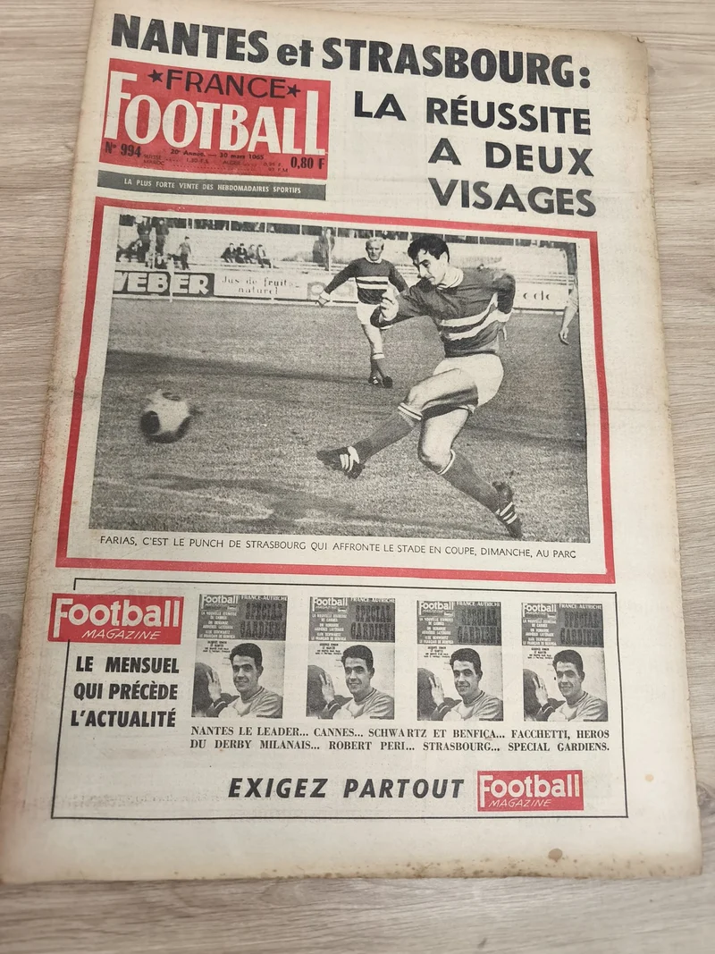 Ancien journal France Football 1965 Nantes Strasbourg vintage OM collection