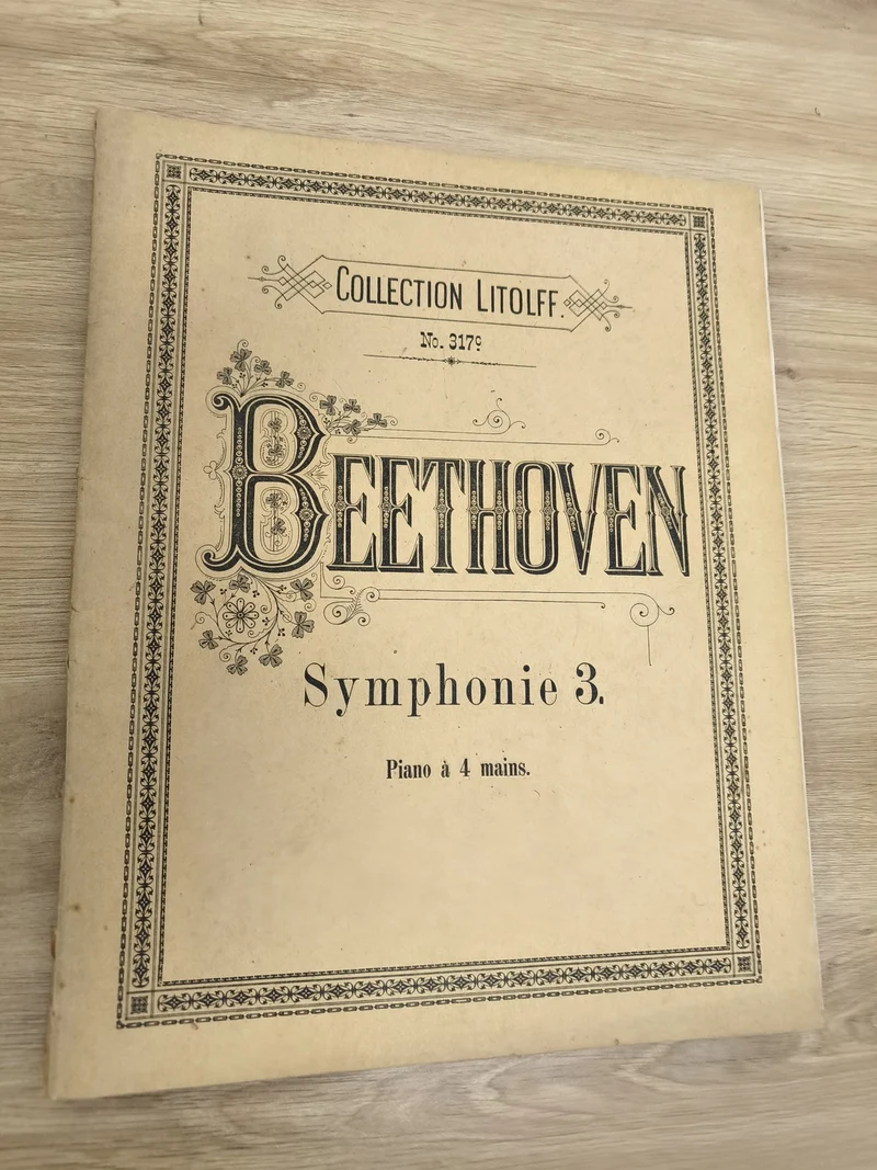 Ancien recueil partitions Beethoven Symphonie 3 piano 4 mains Collection Litolff