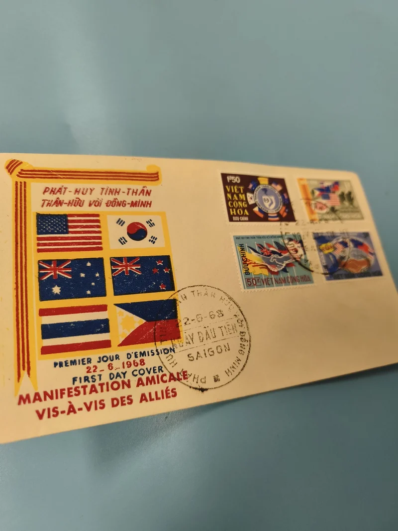 Ancienne enveloppe FDC Vietnam 1968 Manifestation Alliés timbres collection