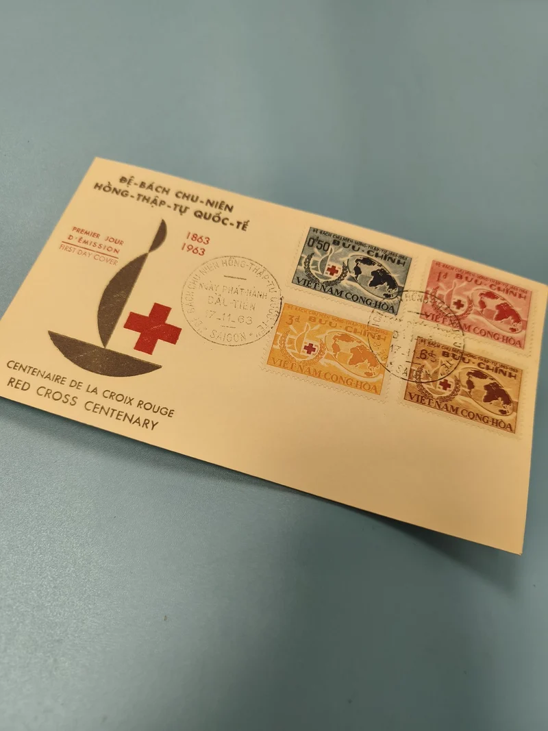 Ancienne enveloppe FDC Vietnam Croix Rouge 1963 timbres collection philatélie