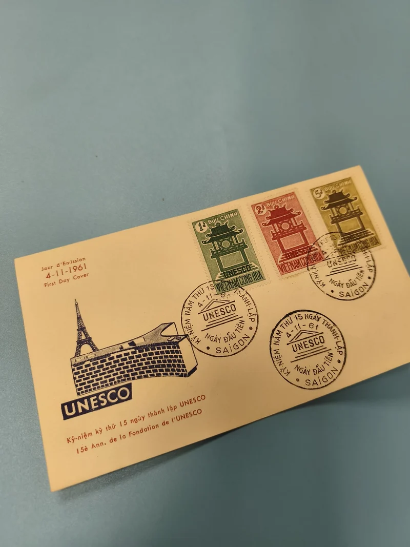 Ancienne enveloppe FDC Vietnam 1961 UNESCO timbres oblitérés collection