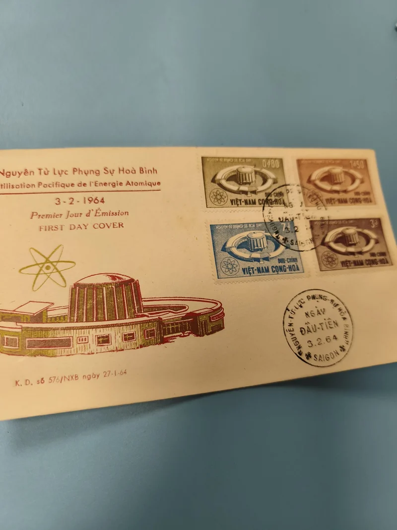 Ancienne enveloppe FDC Vietnam 1964 énergie atomique, timbres illustrés
