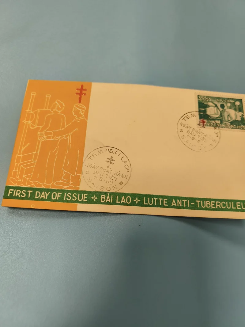 Ancienne enveloppe FDC Vietnam Bài Lao lutte anti-tuberculose timbre 1960