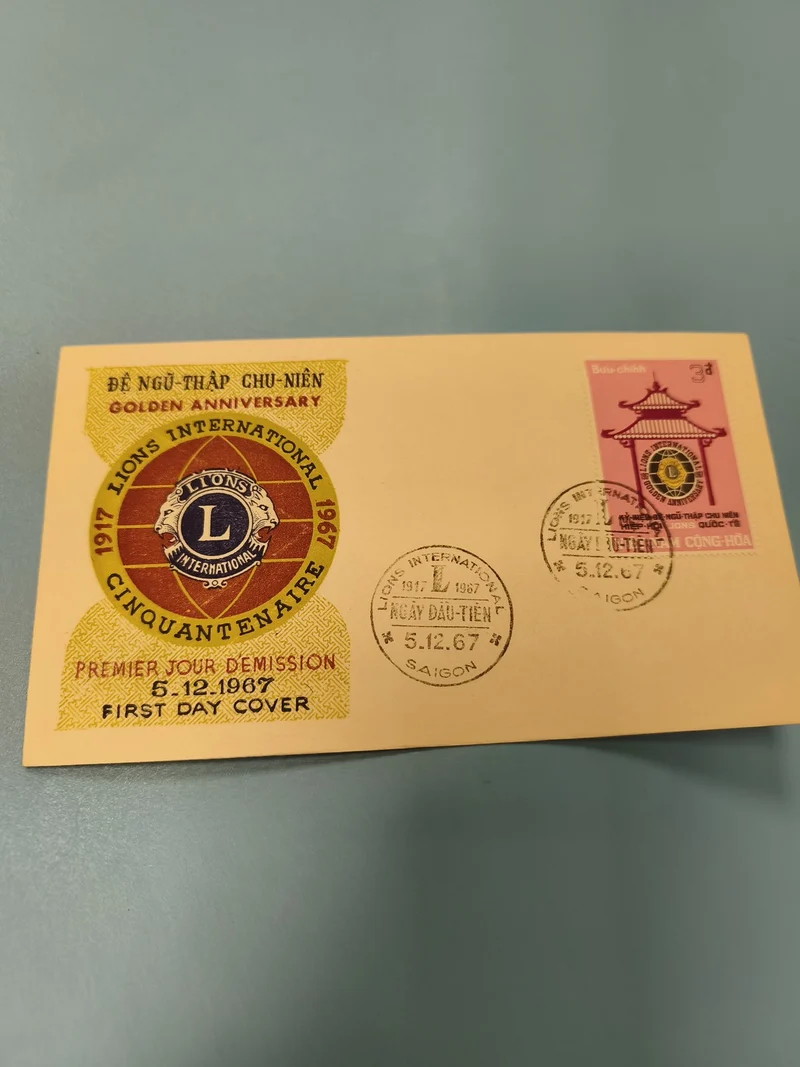 Ancienne enveloppe FDC Vietnam 1967 Lions International timbre premier jour