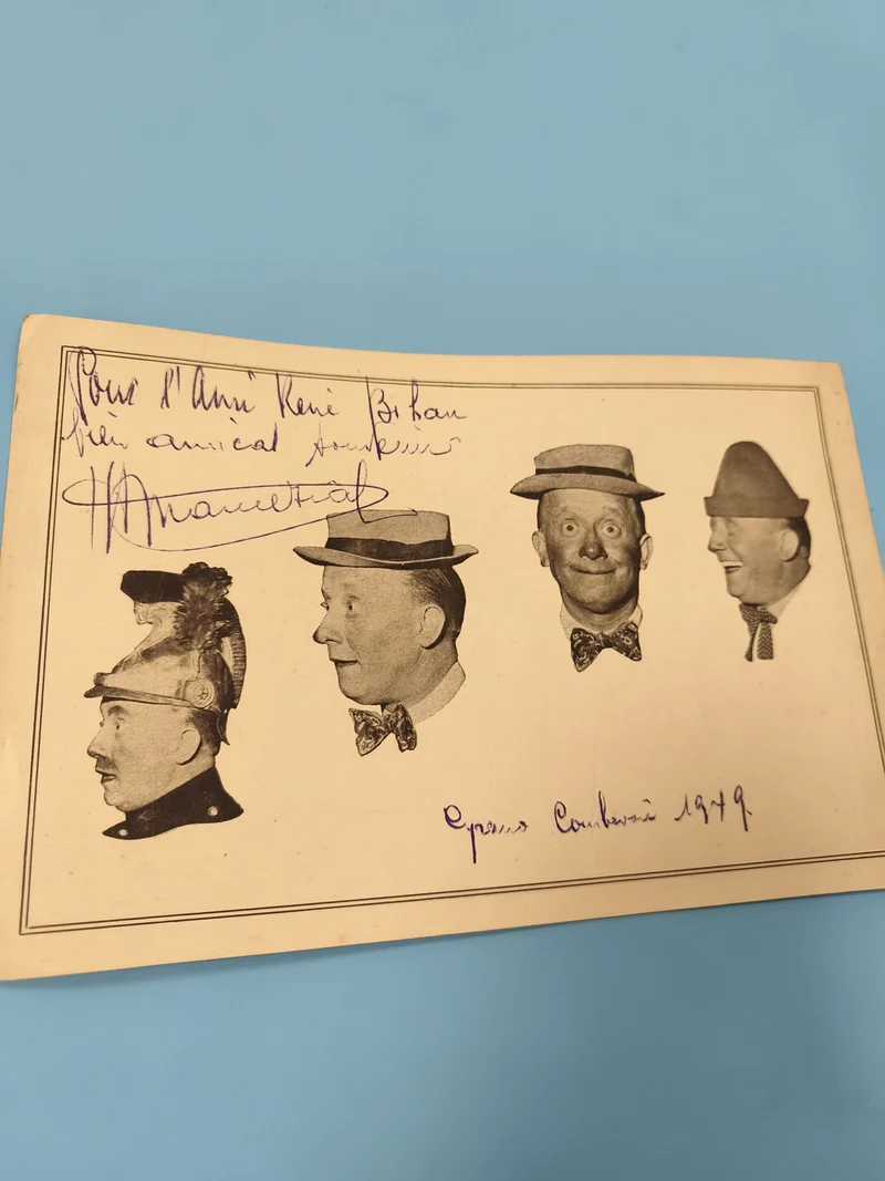 Ancienne photo dédicacée acteur comique français, Opéra Comique 1949
