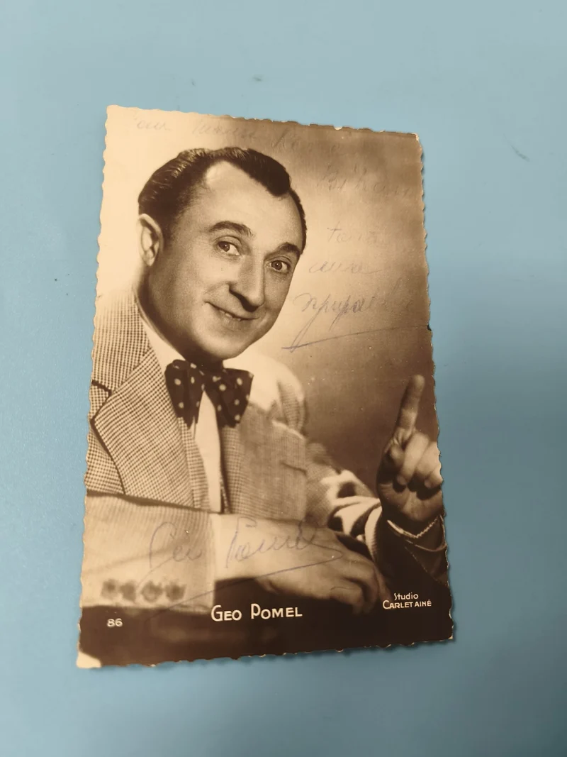 Ancienne photo dédicacée Geo Pomel vintage Studio Carlet Aimé
