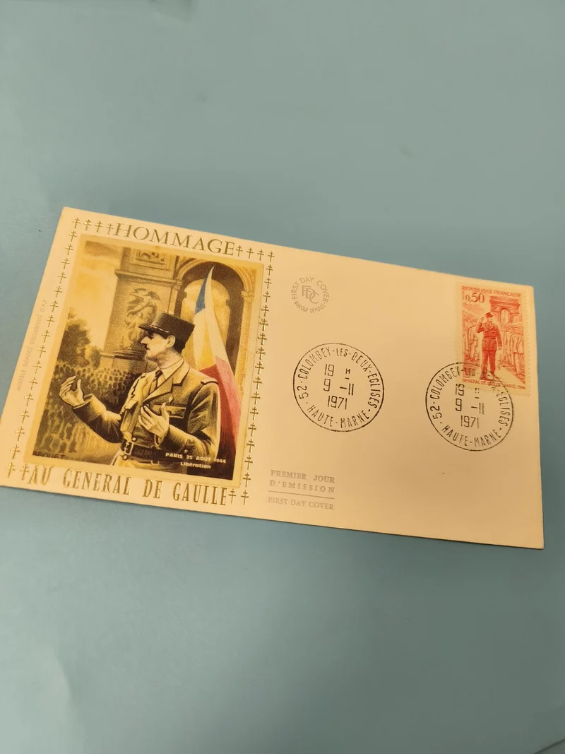 Enveloppe FDC Hommage au Général de Gaulle timbre 1971 illustrée premier jour