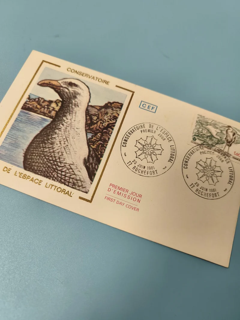 Enveloppe FDC Premier Jour 1981 Conservatoire Littoral oiseau cachet Rochefort