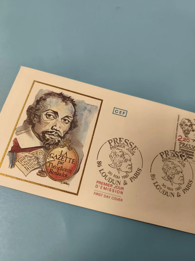 Enveloppe FDC Premier Jour Th. Renaudot Presse 1981 illustration couleur