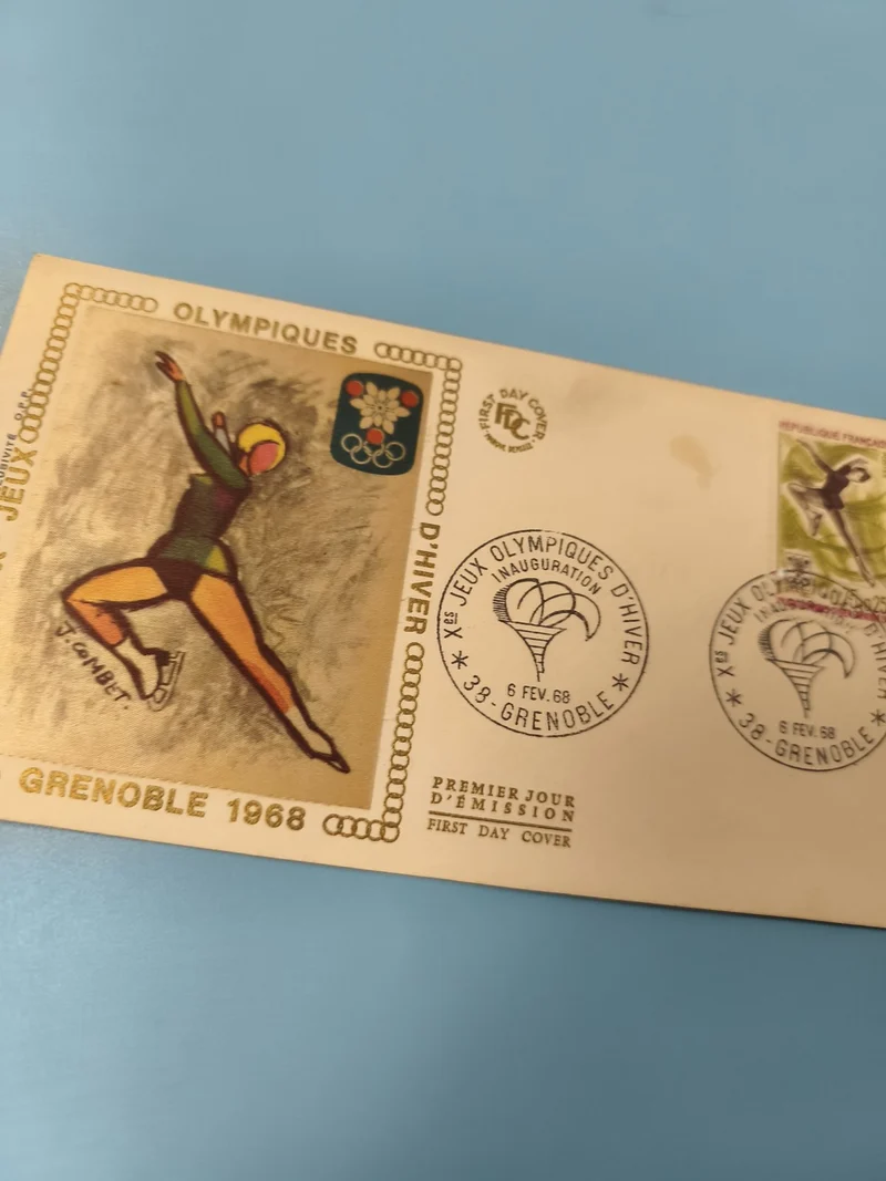 Enveloppe FDC Jeux Olympiques d?Hiver Grenoble 1968 patineuse, timbre France