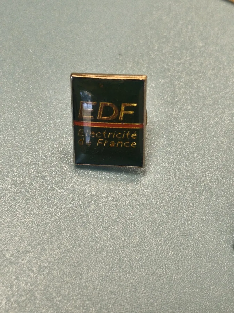 Vintage pin's EDF Electricité de France carré émaillé logo ancien collection
