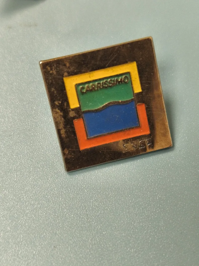 Pin's vintage SNCF Carrissimo carré multicolore collection transport ancien