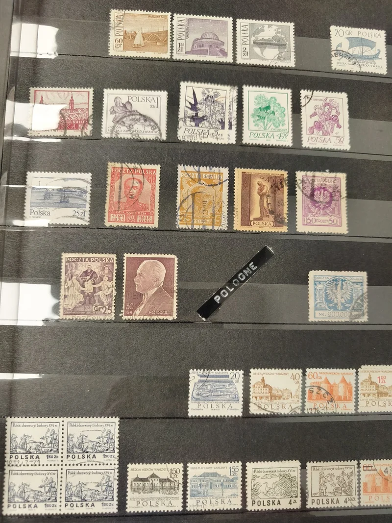 Lot anciens timbres oblitérés Pologne Polska collection philatélie vintage