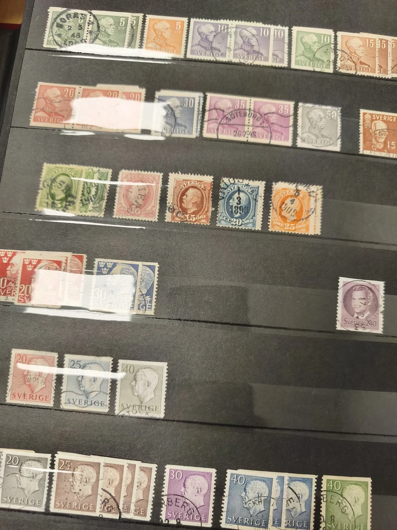 Lot anciens timbres oblitérés Suède, portraits royaux, multicolores philatélie