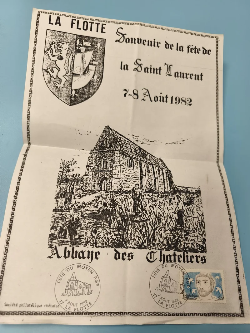 Ancienne enveloppe Abbaye des Chateliers 1982 timbre oblitéré philatélie