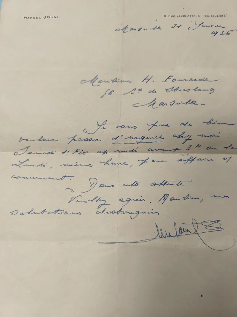 Ancienne enveloppe manuscrite France 1936 vintage, écriture bleue, collection