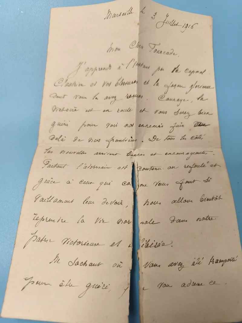 Ancienne enveloppe manuscrite France 1916, lettre manuscrite, WW1, collection