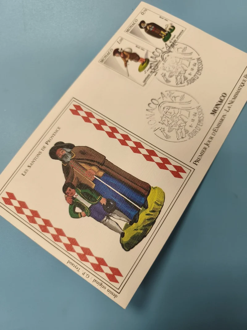 Enveloppe FDC Monaco timbres santons de Provence premier jour d?émission