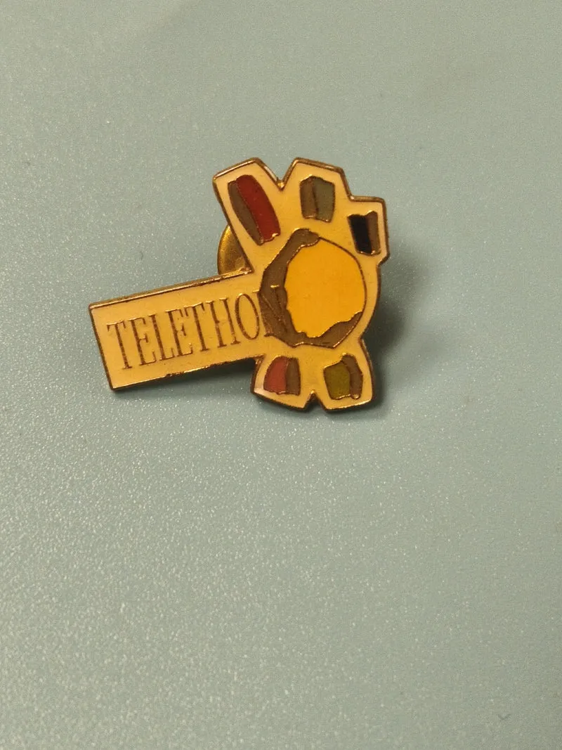 Vintage pin's Téléthon soleil émaillé multicolore collection années 90 rare