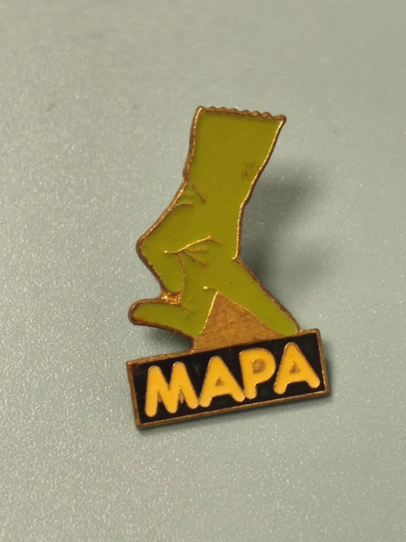 Pin's vintage MAPA pied jaune émaillé collection publicitaire ancien