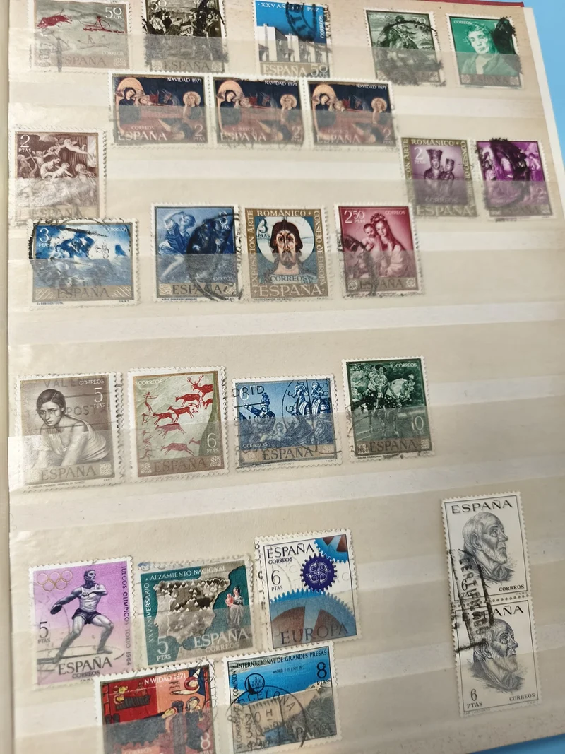 Lot anciens timbres oblitérés Espagne collection philatélie XXe siècle variés