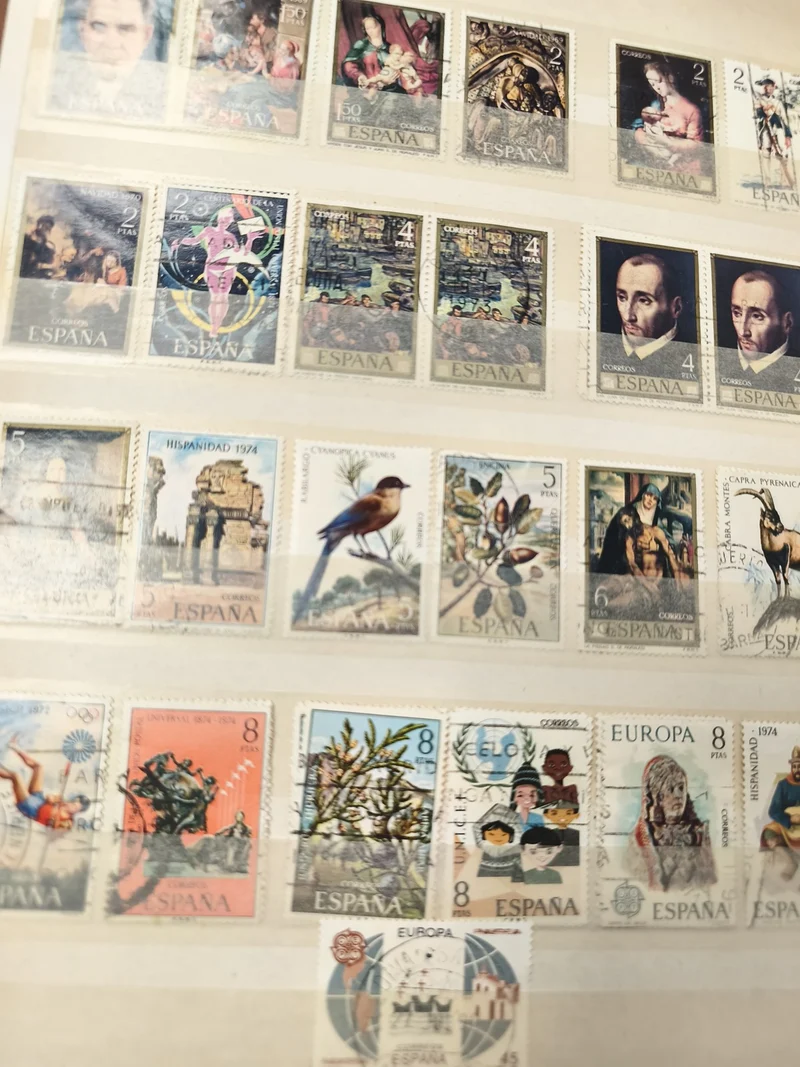 Lot anciens timbres oblitérés Espagne, thématiques variées, années 1970