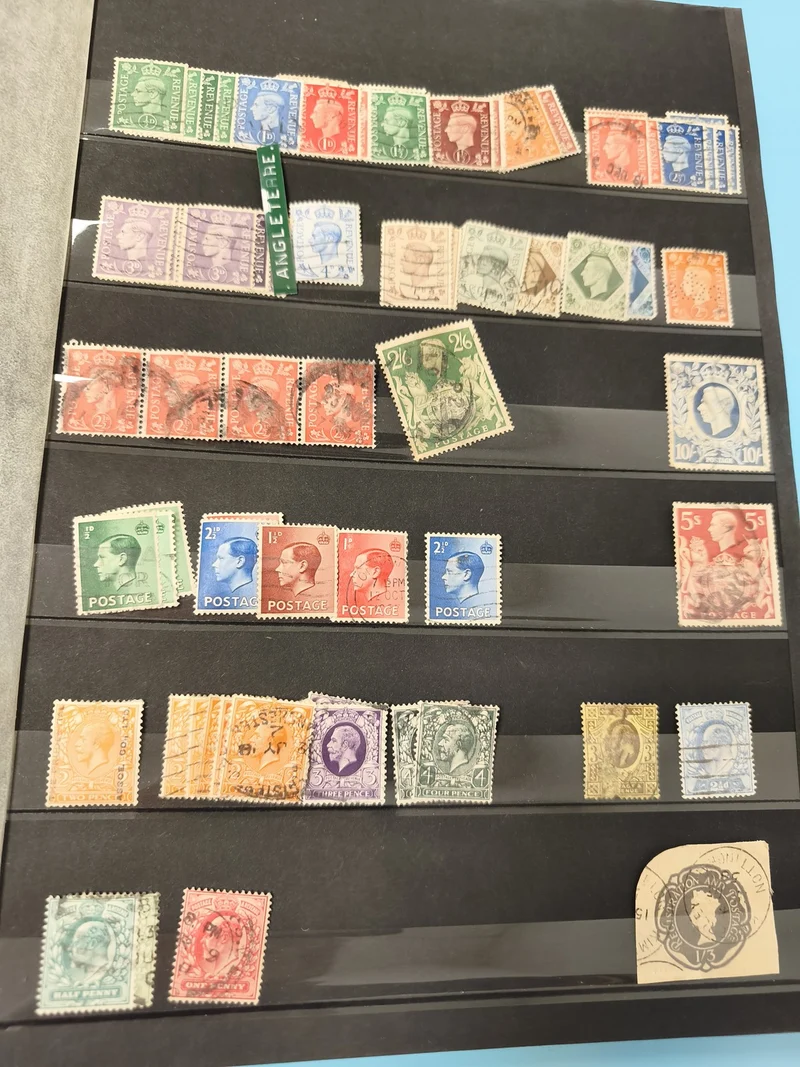 Lot anciens timbres oblitérés Angleterre collection vintage philatélie