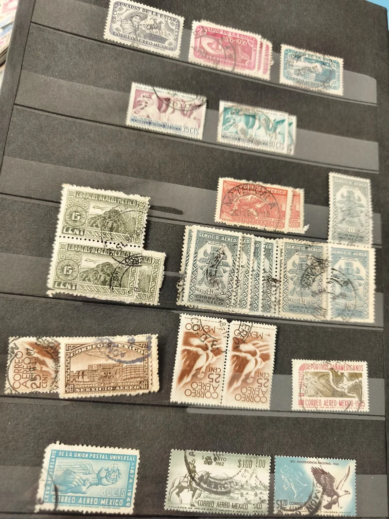 Lot anciens timbres Mexique oblitérés collection philatélie variés couleurs
