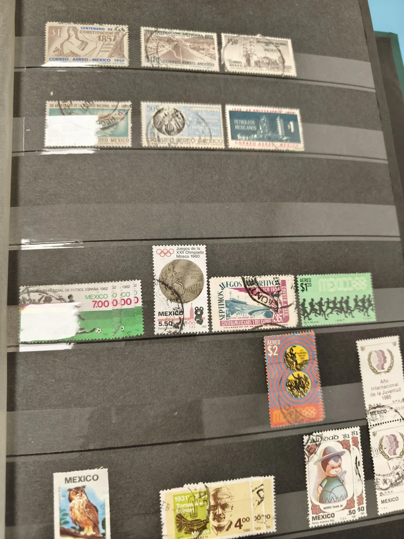 Lot anciens timbres oblitérés Mexique, thématiques variées, collection philatéli