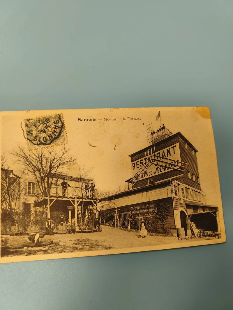 Ancienne carte postale animée Sannois Moulin de la Terrasse restaurant (Ref 2)