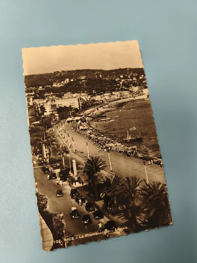 Carte postale ancienne animée Nice Promenade des Anglais noir et blanc vintage