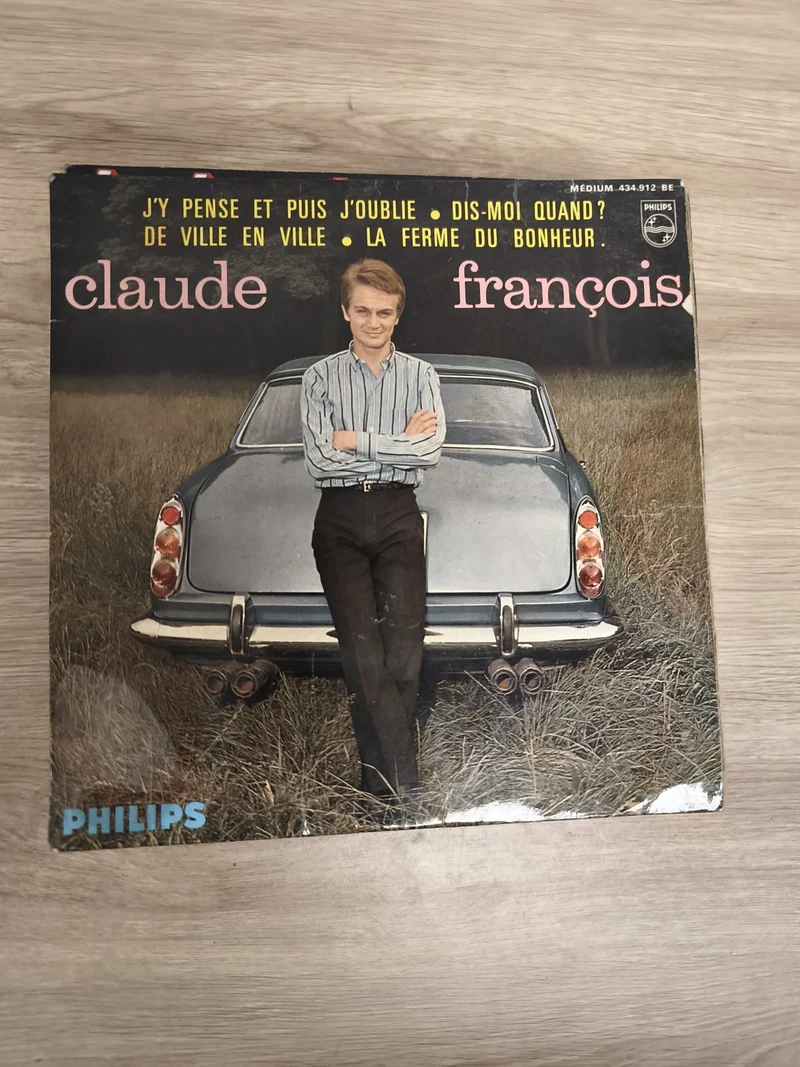 Claude François vinyle 45 tours PHILIPS pochette photo voiture 4 titres