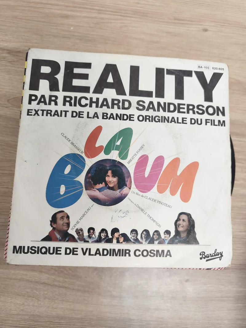 Vinyle 45T Reality Richard Sanderson La Boum B.O.F. Vladimir Cosma Barclay