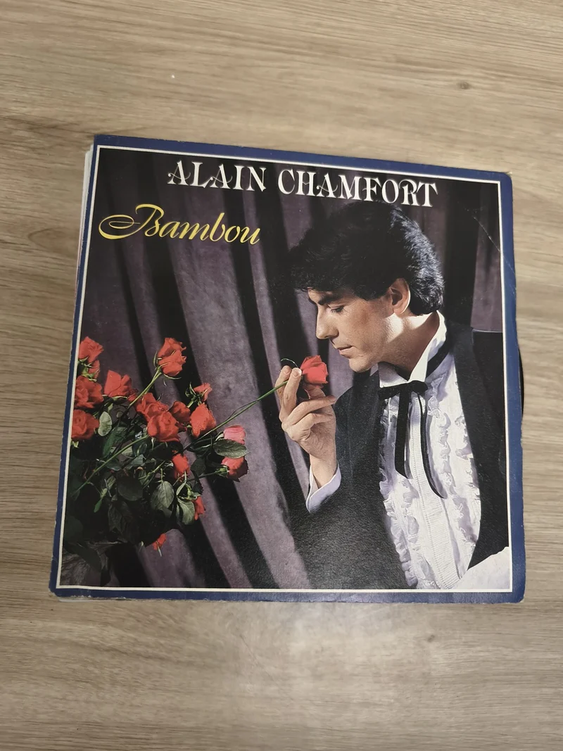 Vinyle 45 tours Alain Chamfort Bambou pochette fleurs rouges d'occasion