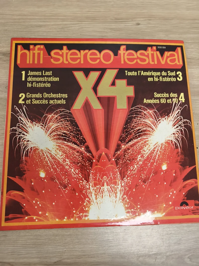 Vinyle 33T hifi stereo festival X4 Polydor pochette rouge feux d?artifice
