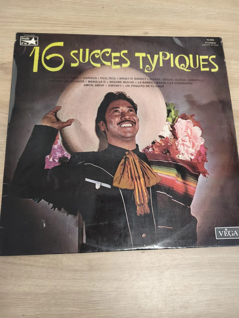Vinyle 33T 16 Succes Typiques Vega pochette mexicaine musique latino